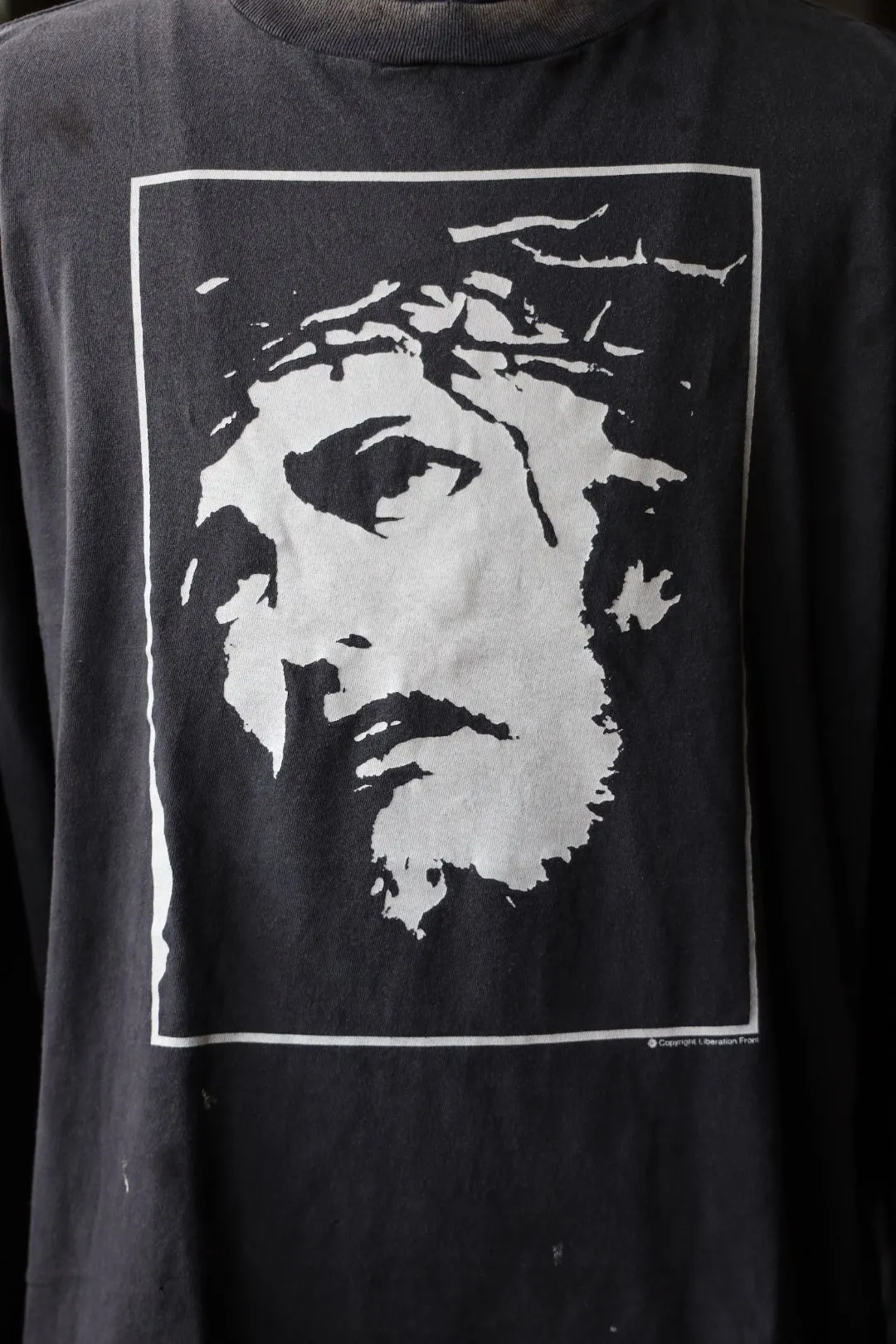 SAINT Mxxxxxx LOVE SAINT LS TEE/BLK LOVE SAINT Big Jesus washed and distressed long sleeves, washed black S-XL, cylindrical cloth Assute dyeing, heavy washing and water fading, pure hand-splashed ink holes, simulated natural fading and old effects, correct version, correct main mark/washed mark/angel anti-counterfeiting label, OEM by domestic top printing factory, top purchasing agent level